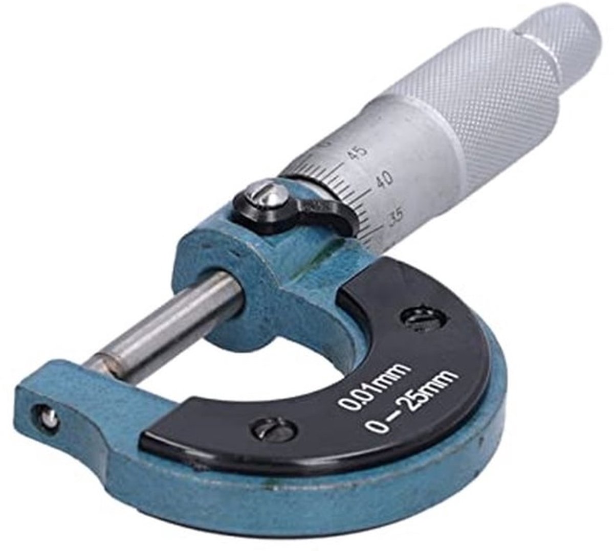 Buitenschroefmaat, Dikteschroefmaat Roestvrij Staal, Hoge Nauwkeurigheid, Diktemeetinstrument met Sleutel 0,01 Mm (0-25mm)