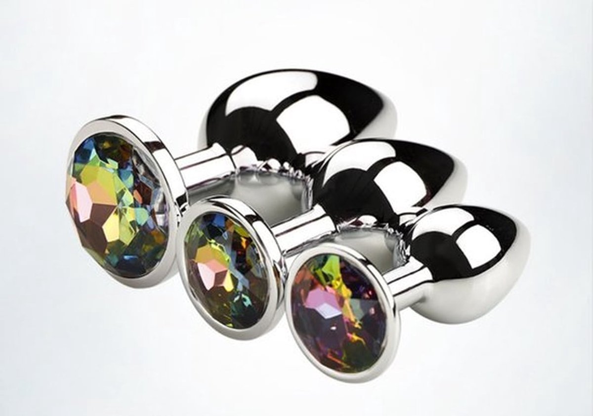 3-delige dilatatorset, regenboog buttplug G-point dialer voor vrouwen, koppels, seksspeeltjes voor volwassenen, groot/middelgroot/klein, edelsteenkralen, geschikt voor beginners tot gevorderden, mannen en vrouwen, speelgoedset (kleurrijk)
