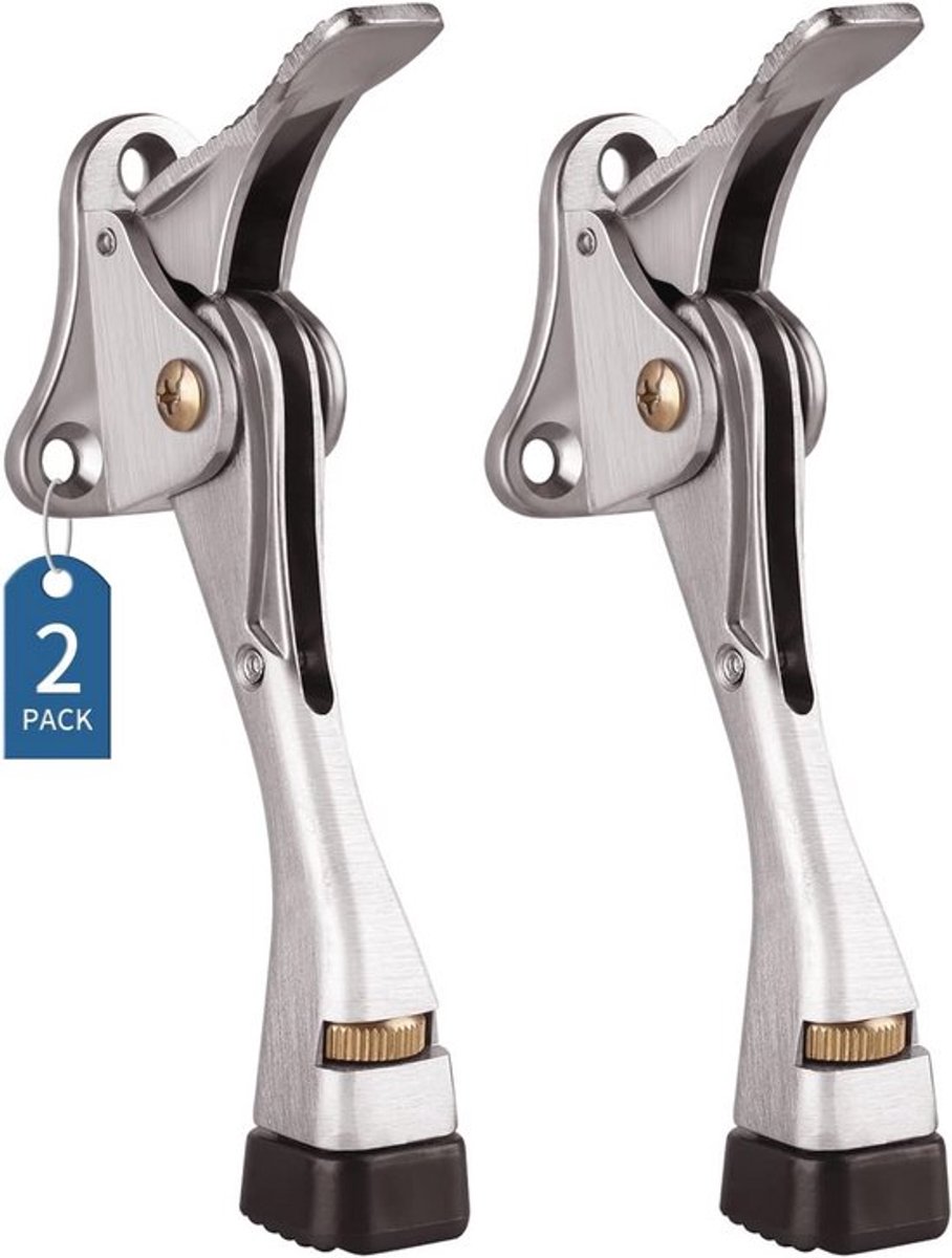 Verstelbare Deurstoppers voor Binnen met Rubberen Punt - 2 Stuks Kickdown Deurstoppers