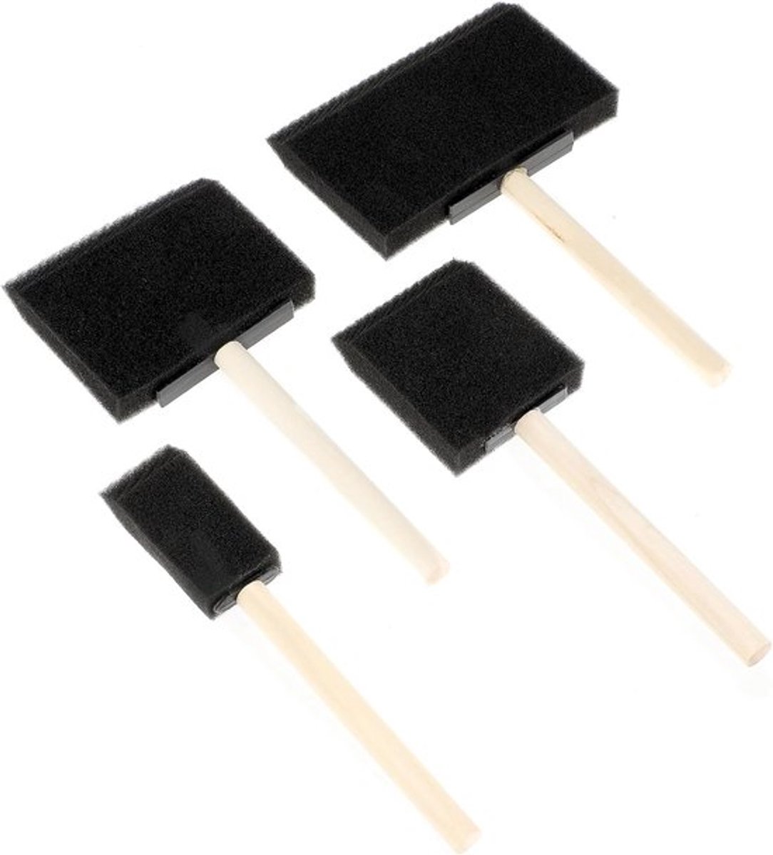 4 stuks spons schuim borstel set verf spons borstel met houten handvat schuim borstel verf applicators spons schilderij gereedschap voor doe-het-zelf ambachtelijke projecten (4 maten)