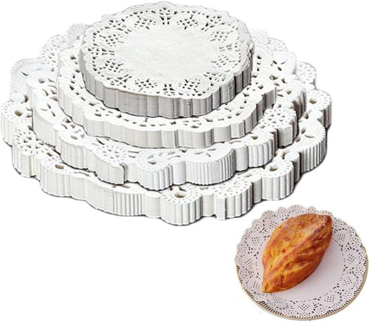 600 Stuks Wit Rond Kantpapier voor Taarten - Desserts - Hapjes - Familiebijeenkomsten - Bruiloftstafeldecoratie - Feestaccessoires