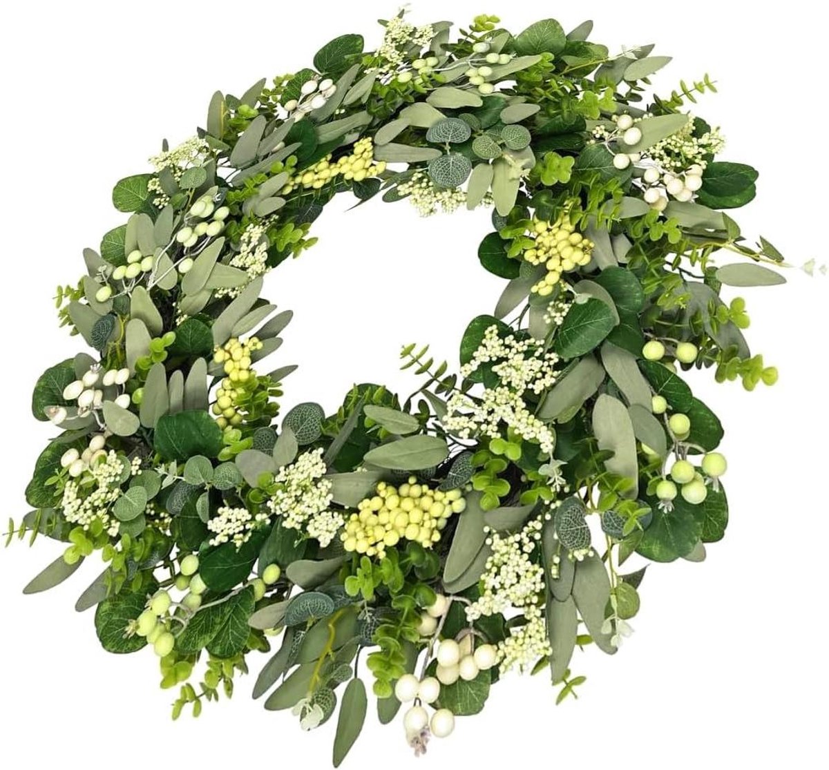 Decoratieve Krans - Bloemenkrans Lentekrans - Voordeur Versieren - Levensechte Uitstraling - 45 cm - Groen