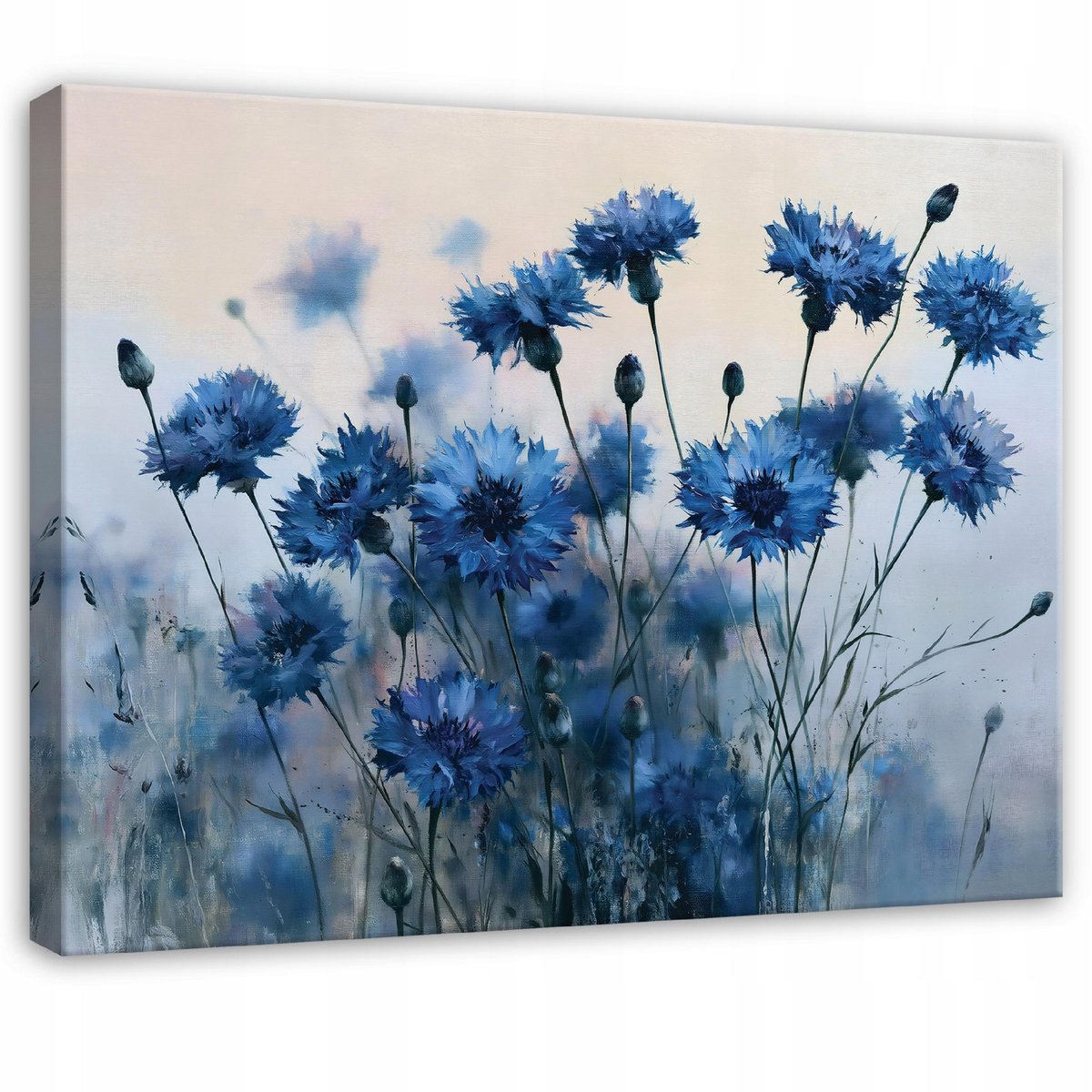 WALLARENA - Schilderij op canvas 120x80 cm - canvas schilderij - blauwe veldbloemen - voor slaapkamer en woonkamer - op doek