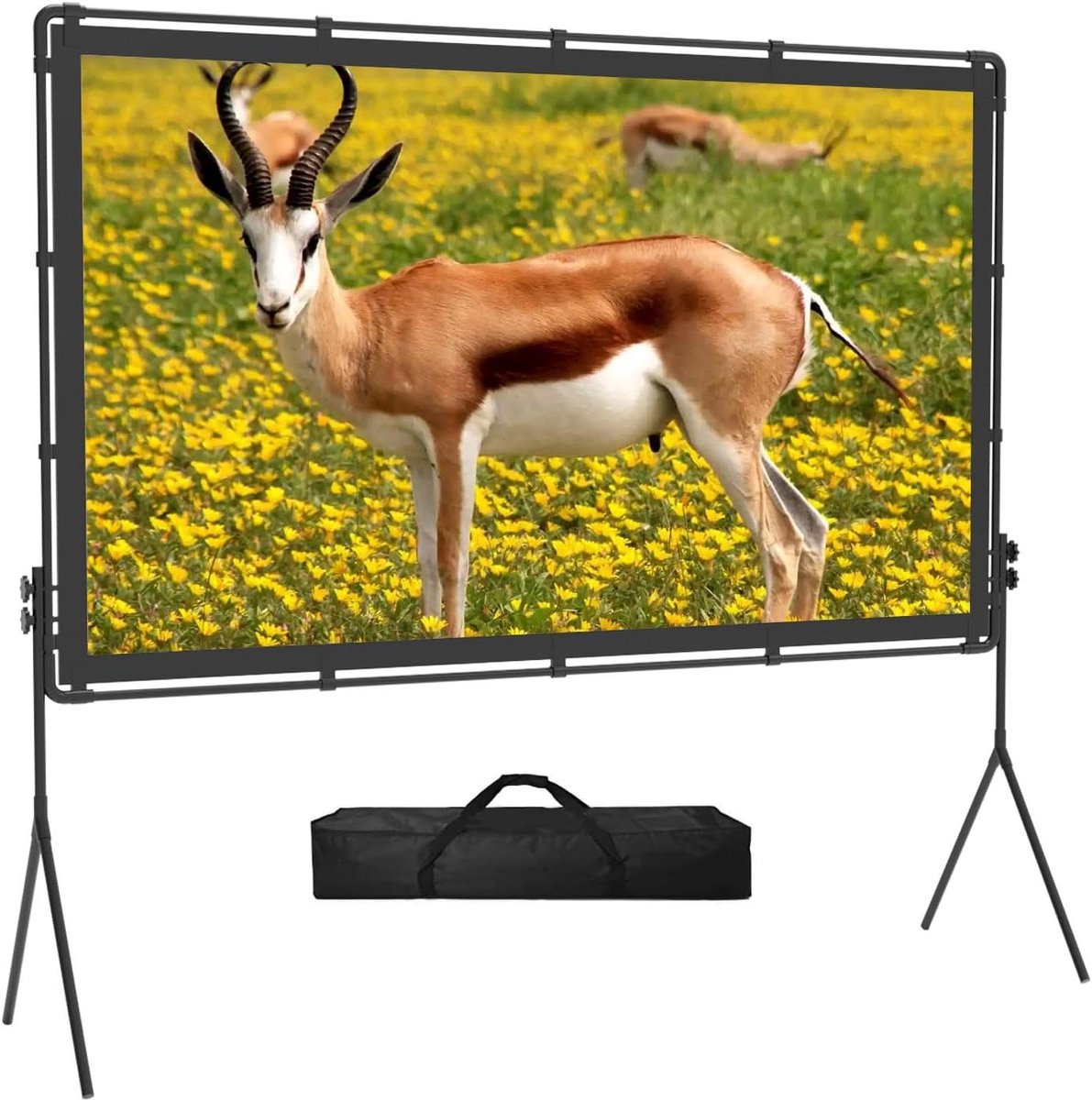 Projectiescherm - Beamerdoek Vouwbaar - Buitenfilms Kijken - Dubbele Steun - 100 Inch - Wit Zwart