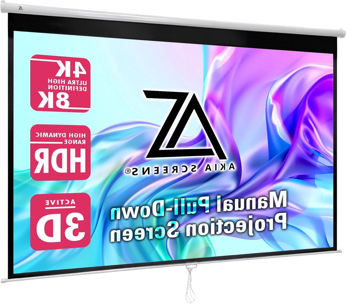 Projectiescherm Handmatig - Beamer Scherm - Film Avond Thuis - Automatische Vergrendeling - 110 Inch Diagonaal - Wit