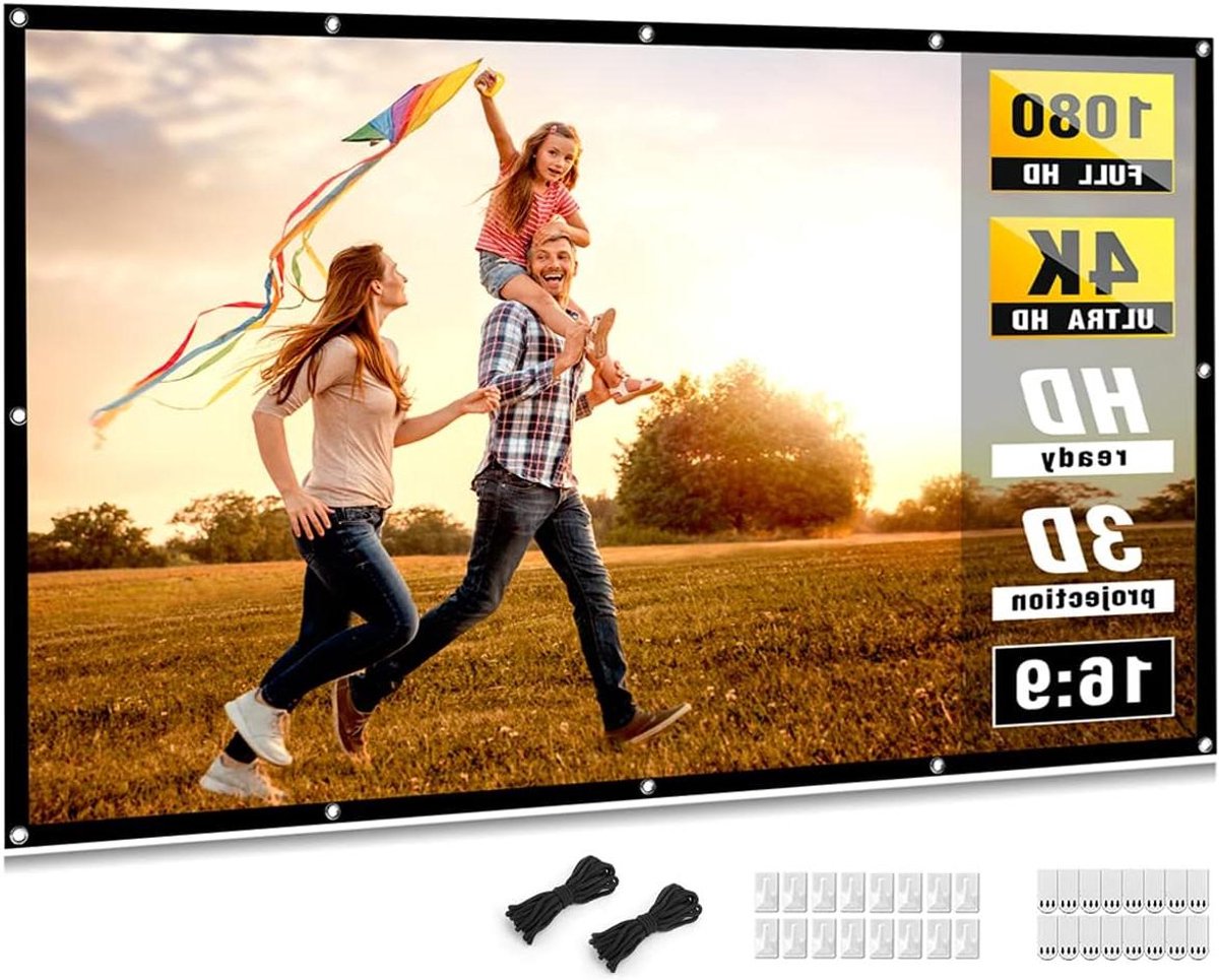 Projectorscherm - Filmscherm - Thuisbioscoop - Kreukvrij Materiaal - 100 inch - Wit