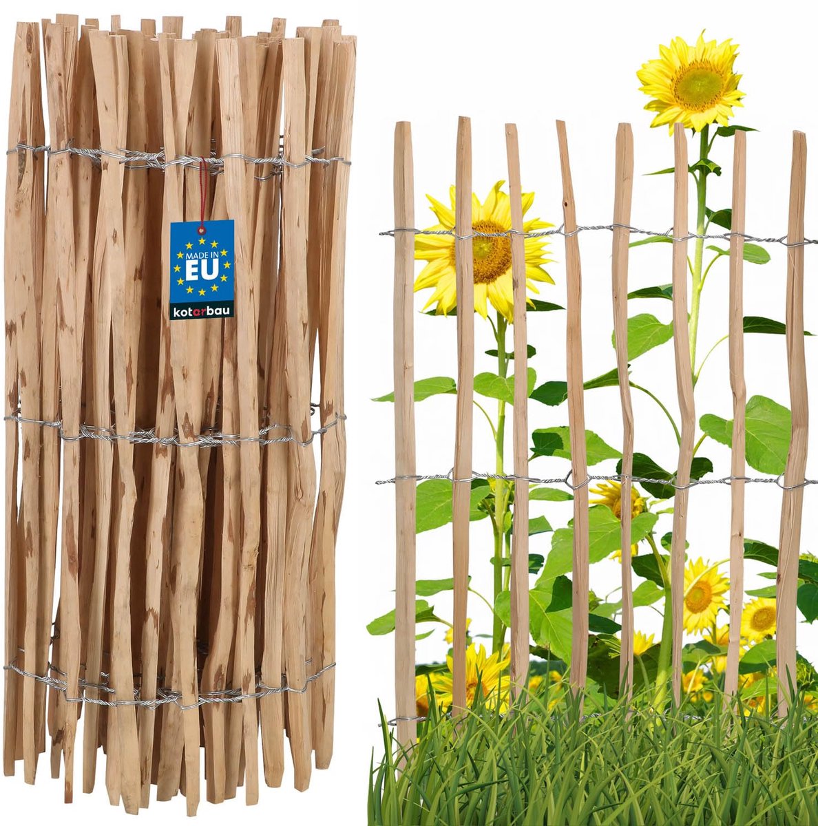 KOTARBAU Bloembedrand, Tuinafscheiding, Houten Tuinhek 1x5m, Schapenhek