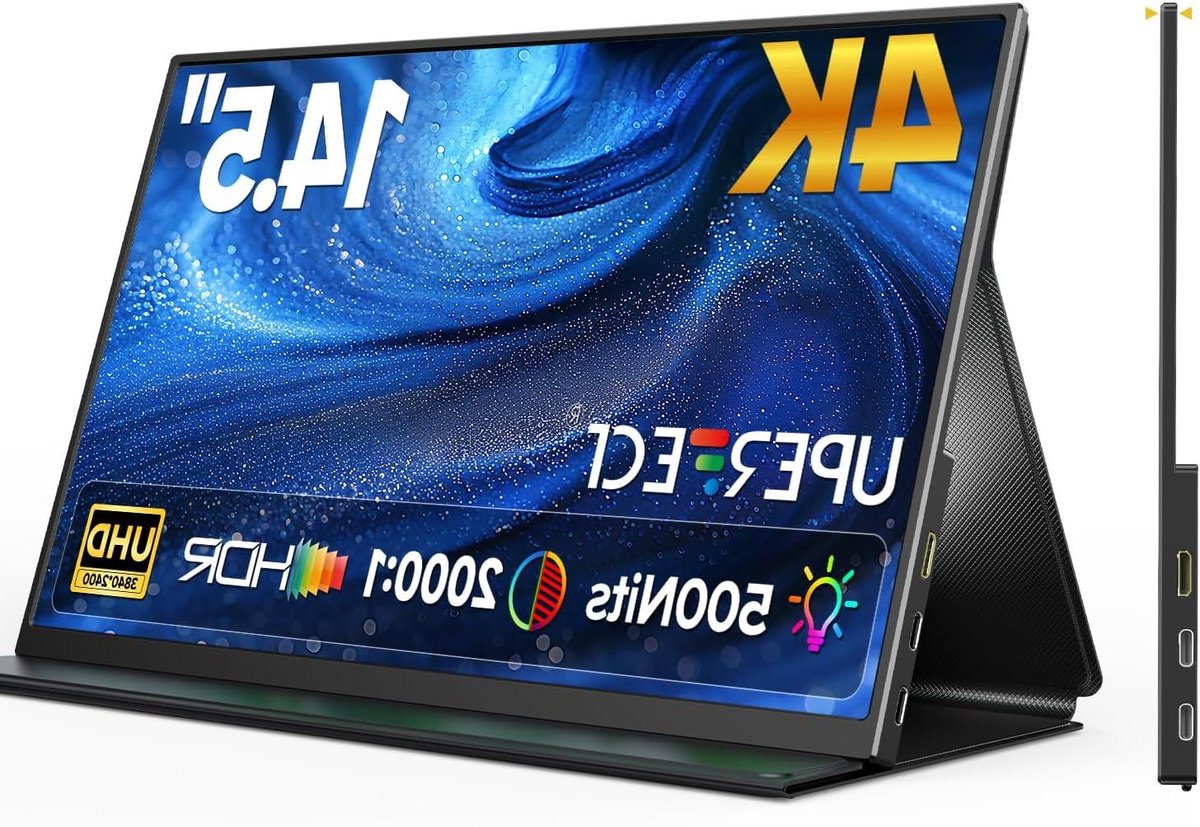 Draagbare Monitor - Extra Scherm - Productief Werken - 4K UHD Resolutie - 14.5 Inch - Zwart