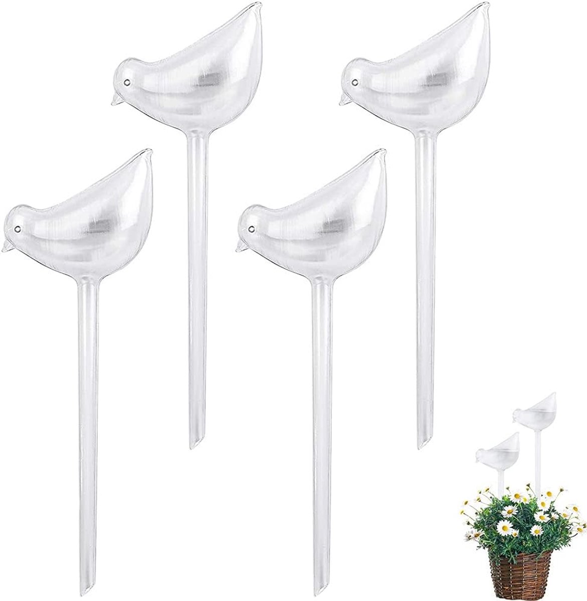 SnelShoppen - 4 Pcs Automatische Watergeefapparaat - Vogelvormige PVC Plantenbewateringssysteem - Transparant en Lichtgewicht - Ideaal voor Tuin en Bi