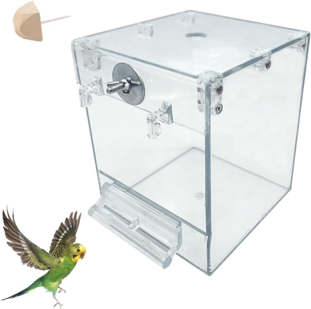 SnelShoppen - Transparante Hangende Vogelbad voor Kooi, Dierenverzorging, Dierbenodigdheden, Geschikt voor Papegaaien, Kanaries en Kleinere Vogels, Id