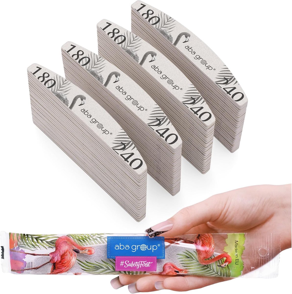 SnelShoppen - Professionele Nagelvijlen Set 180/240 Grit - 100 Stuks Half Moon - Hygiënisch Gewikkeld - Dubbelzijdige Vijlen voor Gel en Natuurlijke N