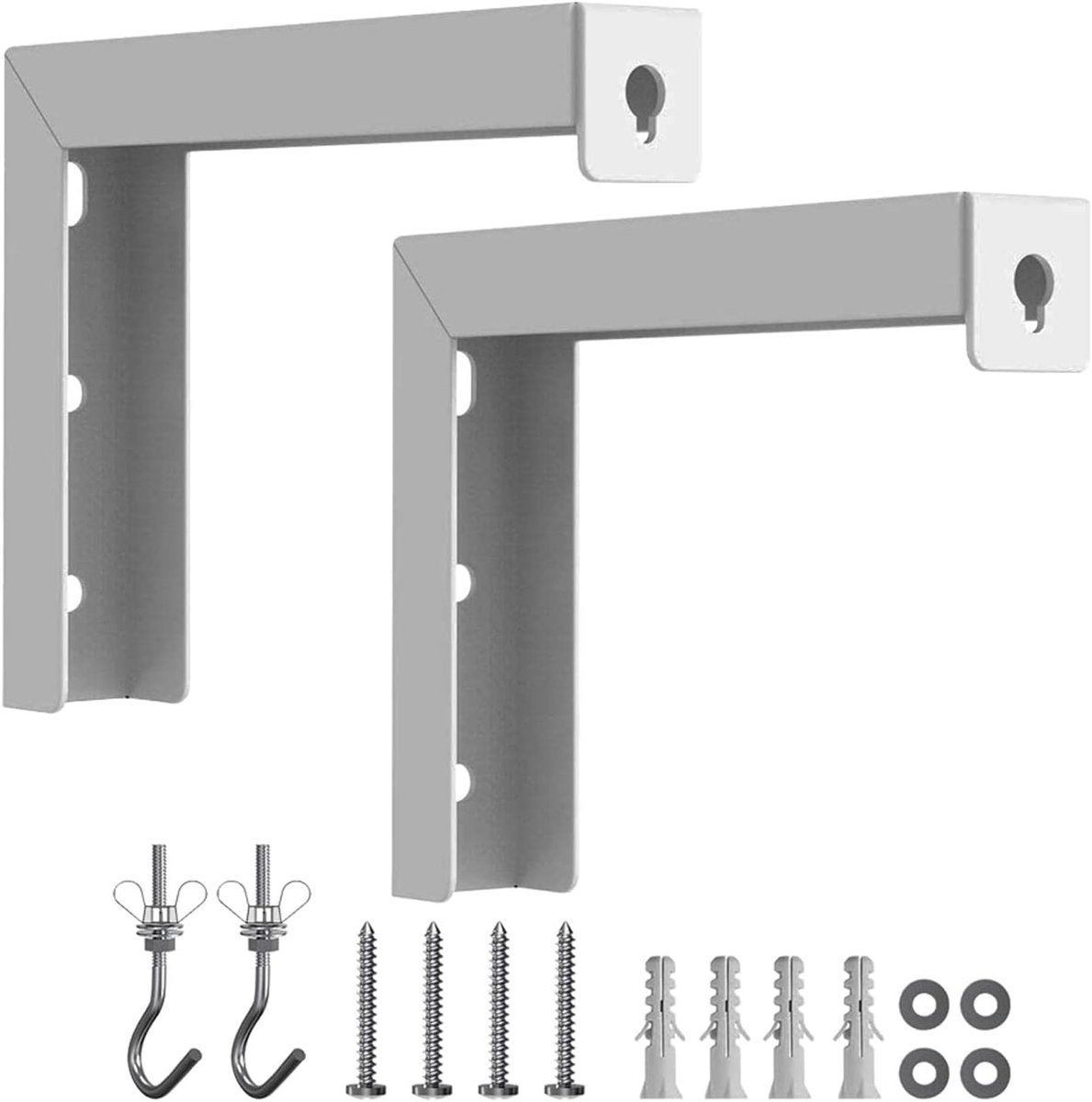 SnelShoppen - Universele Projectiescherm Wandbeugel - 1 Paar L Planken, Verstelbare Montageset (Wit) voor Thuisbioscoop, Feest, Tuin en Camping