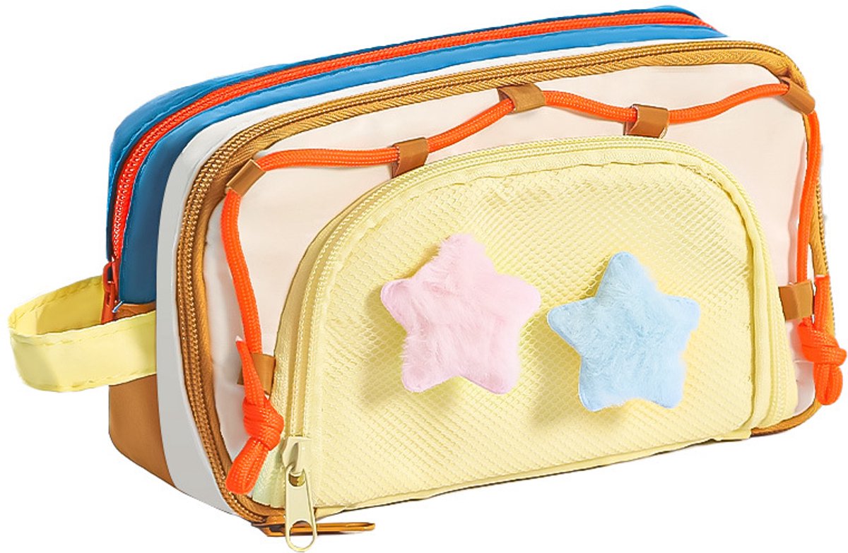 Grote Etui met 7 Vakken - Ruime Pennenzak voor School en Kantoor - Multifunctionele Organizer met Raster-structuur - Geschikt voor 20cm Liniaal
