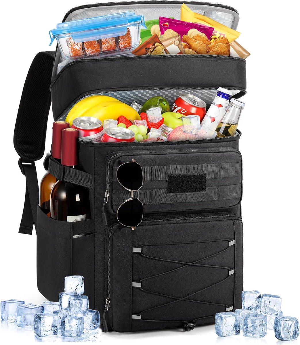 SnelShoppen - Koelrugzak 30L - Geïsoleerde Koeltas Rugzak - Lekvrij - Grote Capaciteit - Dubbele Zone Thermische Picknickrugzak - Waterdicht voor BBQ,