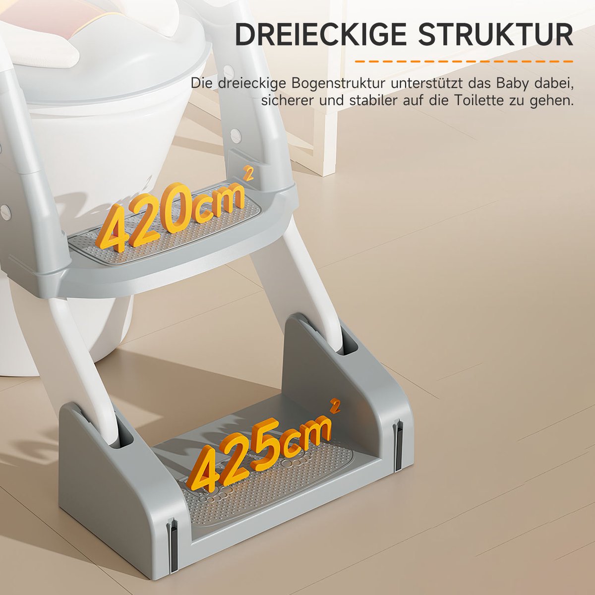 3-in-1 Kinder Toilettrainer Kinder Toiletbril Potje Met Toilettrap Antislip Brede Basis Opvouwbare Toilettrainer Voor Zindelijkheidstraining Zelfstandig Toiletgebruik Voor Kinderen Van 1-10 Jaar Grijs