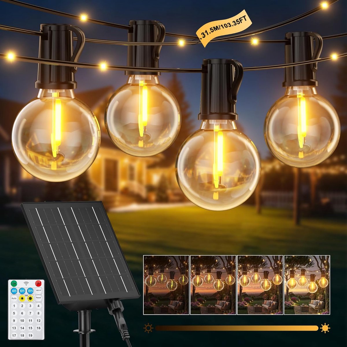 SnelShoppen - Solar Fairy Lights Buiten - 40 + 1 G40 Lampjes - Zonne-energie Tuinverlichting - Decoratieve String Lights voor Tuin, Patio, Feest en Ca