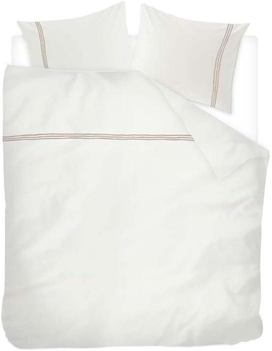 SnelShoppen - Miami Dekbedovertrek Satijn-katoen 200x200/220 cm - Luxe White Taupe - Ademend en Zacht voor een Comfortabele Slaap