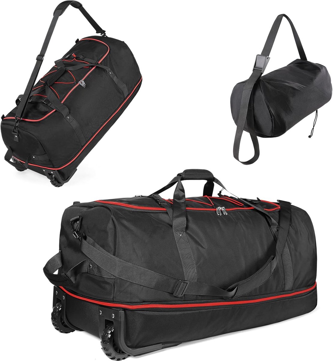 SnelShoppen - Expandable 140L Reistas - Extra Grote Vouwbare Duffel Bag met 2 Inline Wielen - Waterdicht Oxford - Handgrepen en Schouderriem - Perfect