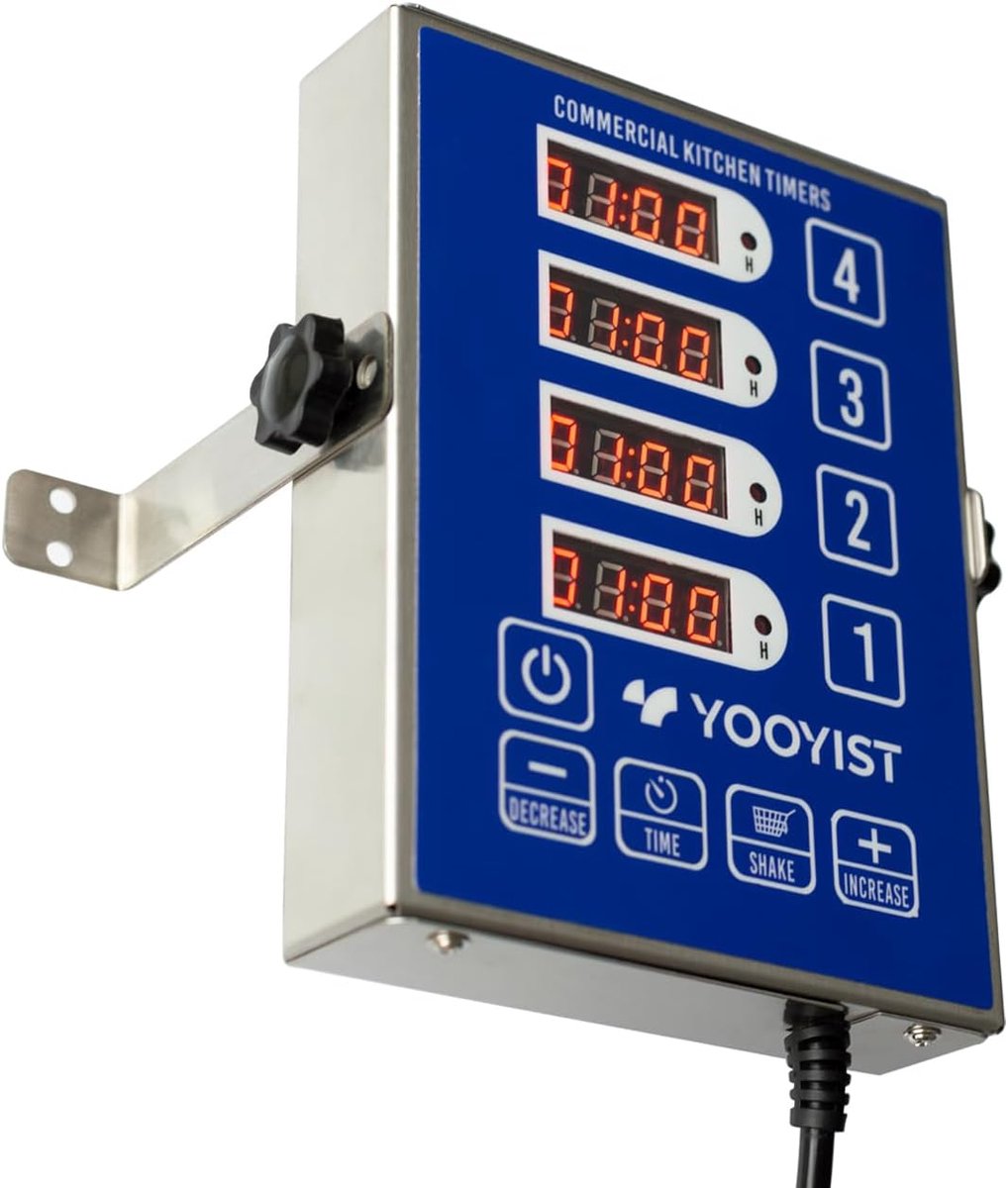 SnelShoppen - Professionele 4 Kanalen Kookalarm Timer met Luide Alarm voor Restaurant - RVS - Duidelijke Display - Voor Meerdere Kookgebeurtenissen