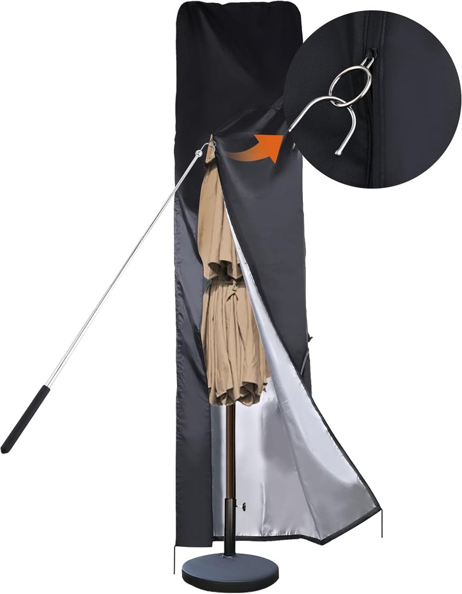 Waterdichte Parapluhoes voor Grote Tuinparasols tot 390cm met Ritssluiting