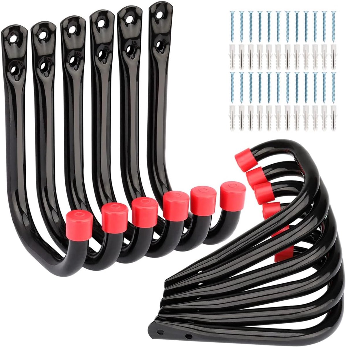 SnelShoppen - 12 Stuks Garage Opslag Haken, 10.5cm Stevige Wandbevestigde Utility Hangers, 14cm x 10.5cm voor Tuin, Gereedschap, Speelgoed, Maximaal 2
