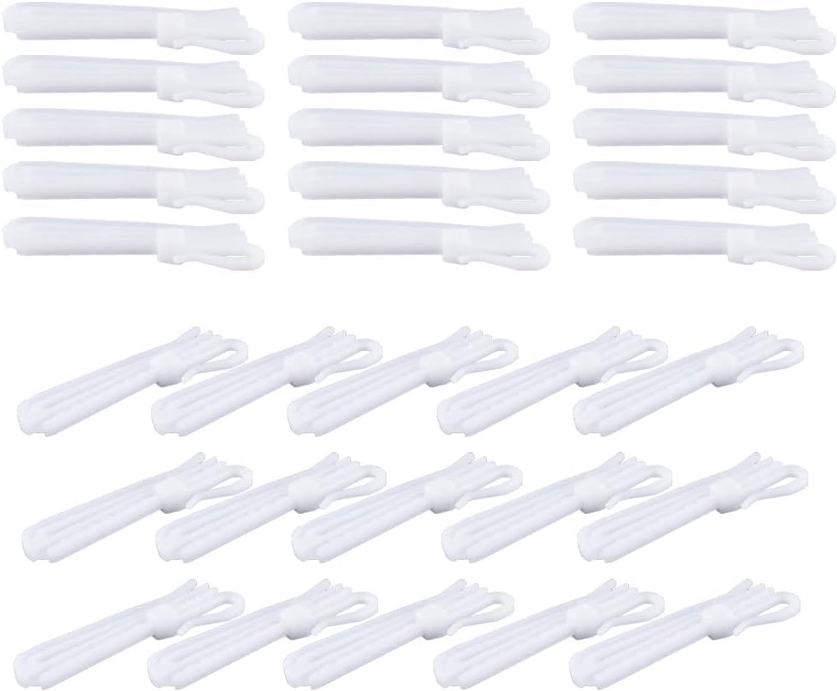 SnelShoppen - 30 Stuks Verstelbare Gordijnhaken voor Gordijndiepte, Squeeze Pleats, Locking Band Clip Haken, Deurgordijn en Douchegordijn Haken 70mm