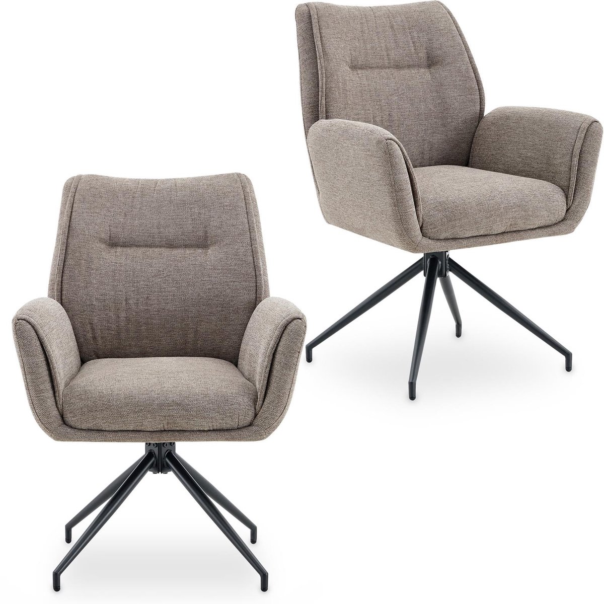 Eetkamerstoelen LIRA, set van 2, 360° draaibaar – beige