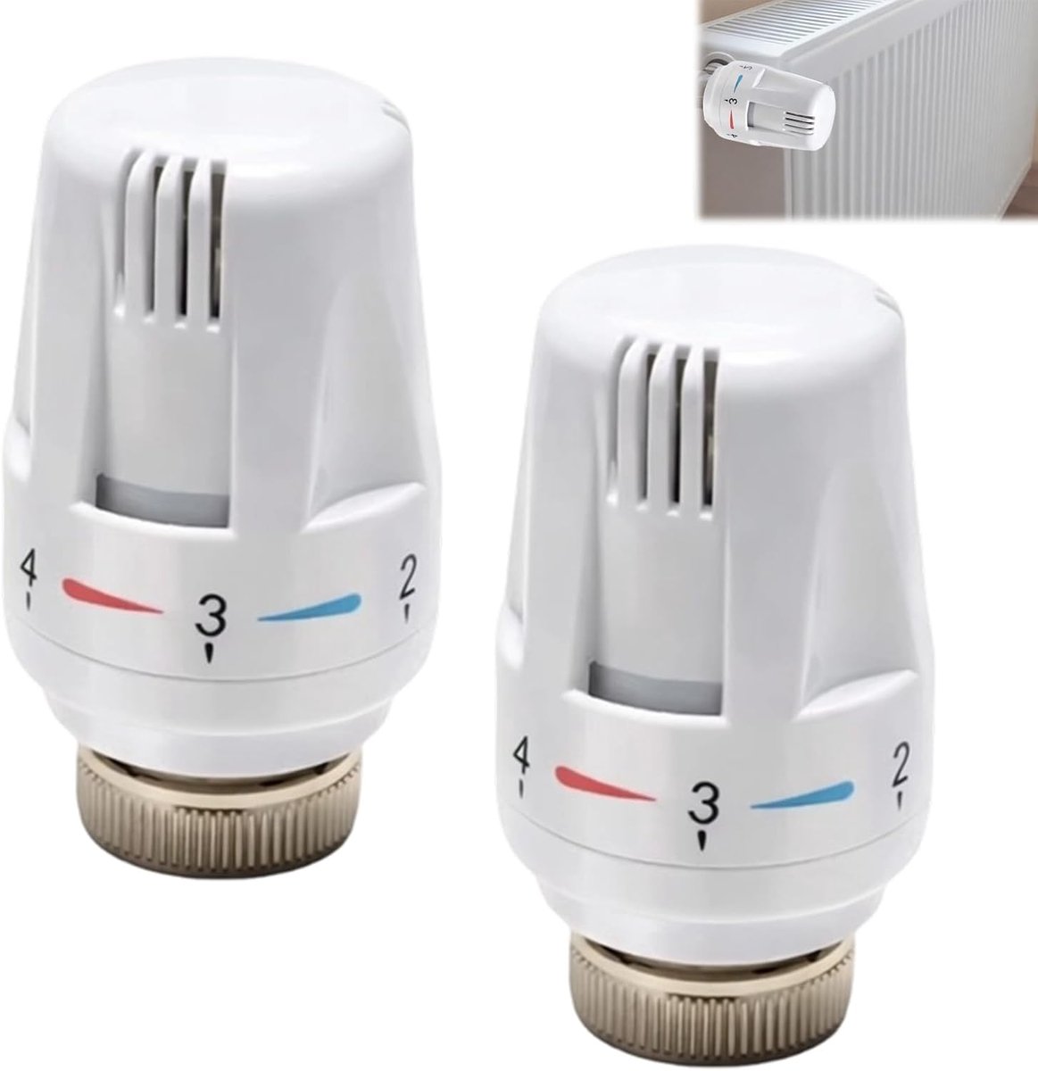 Thijox - Thermostaatverwarming Radiatorthermostaatkop M30 x 1,5 cm - 2 Stuks Thermostaatventielkop voor Thuis en Kantoor - Efficiënt en Energiezuinig
