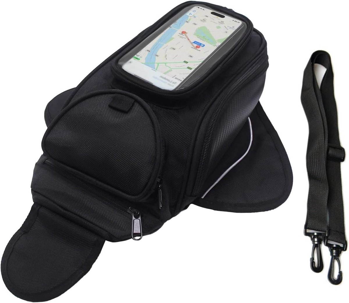 SnelShoppen - Waterproof Oxford Motorbag - Universele Magnetische Motor Tas met Afneembare Bandjes en Transparante Zak voor Motorfiets Accessoires