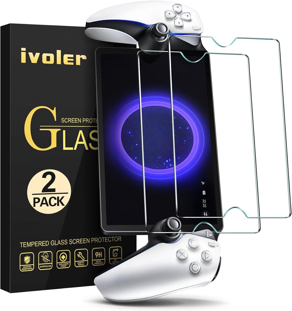 SnelShoppen - Pack van 2 Beschermfolie voor PlayStation Portal Remote Player, 9H Hardheid Veiligheidsglas, Krassenbestendig, HD Duidelijk, Anti-Bubbel