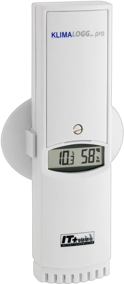 SnelShoppen - Thermo-hygro transmitter met display voor Klimalogg Pro - Vervangende sensor - Wit plastic - 100m bereik - 2x AA batterij - Voor binnen