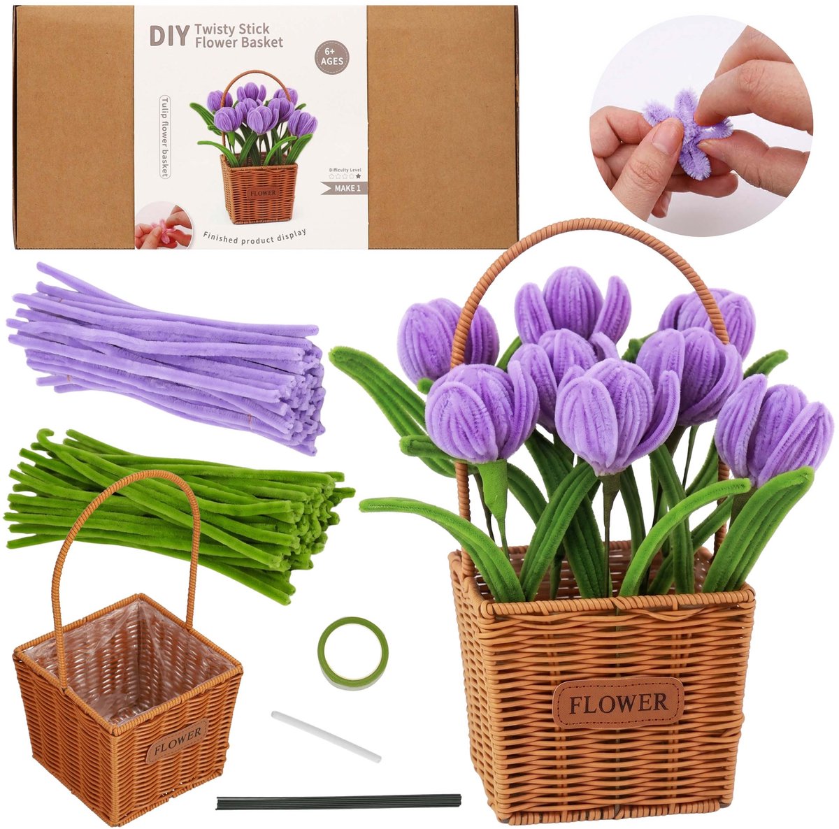 Draadjes om bloemen te maken, set om boeketten in een vaas te maken, DIY tulpen voor meisjes 6+
