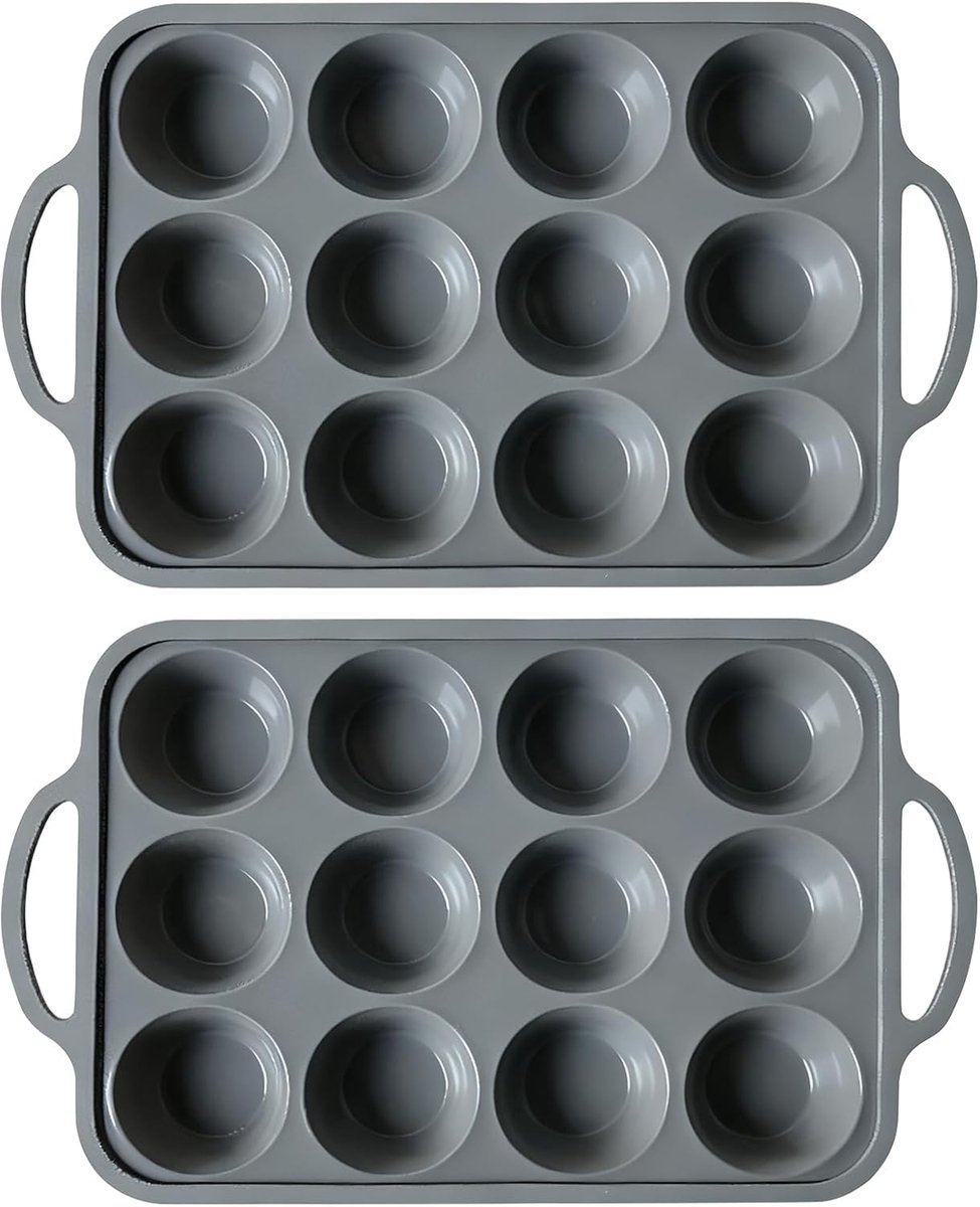 SnelShoppen - 2 Stuks Silicone Muffinvorm met Metaal Versterkte Rand voor Cupcakes - Ideaal voor Bakken, Feesten, Keuken, Vrolijke Kleuren