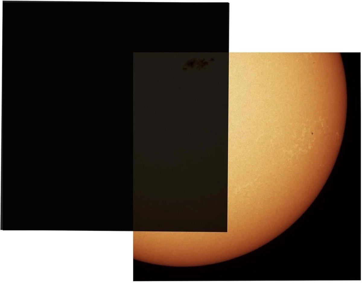 SnelShoppen - Solar Filter Sheet 150x150 mm voor Telescopen, Verrekijkers en Camera's - DIY Zonnefilm voor Zonsverduistering, Zonnevlekken, OD 5.6