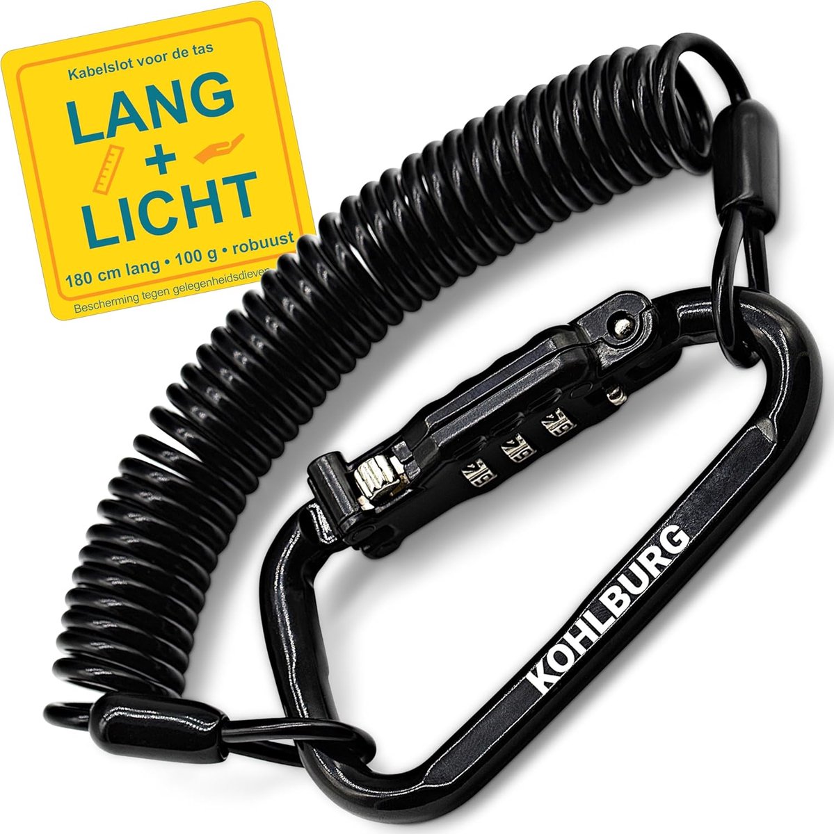 Thijox - 180 cm extra lang cijferslot - Fietsslot Kabelslot 3mm dik - Kinderslot, Helmslot, Snowboardslot, Skislot - Diefstalbeveiliging voor Dagelijk