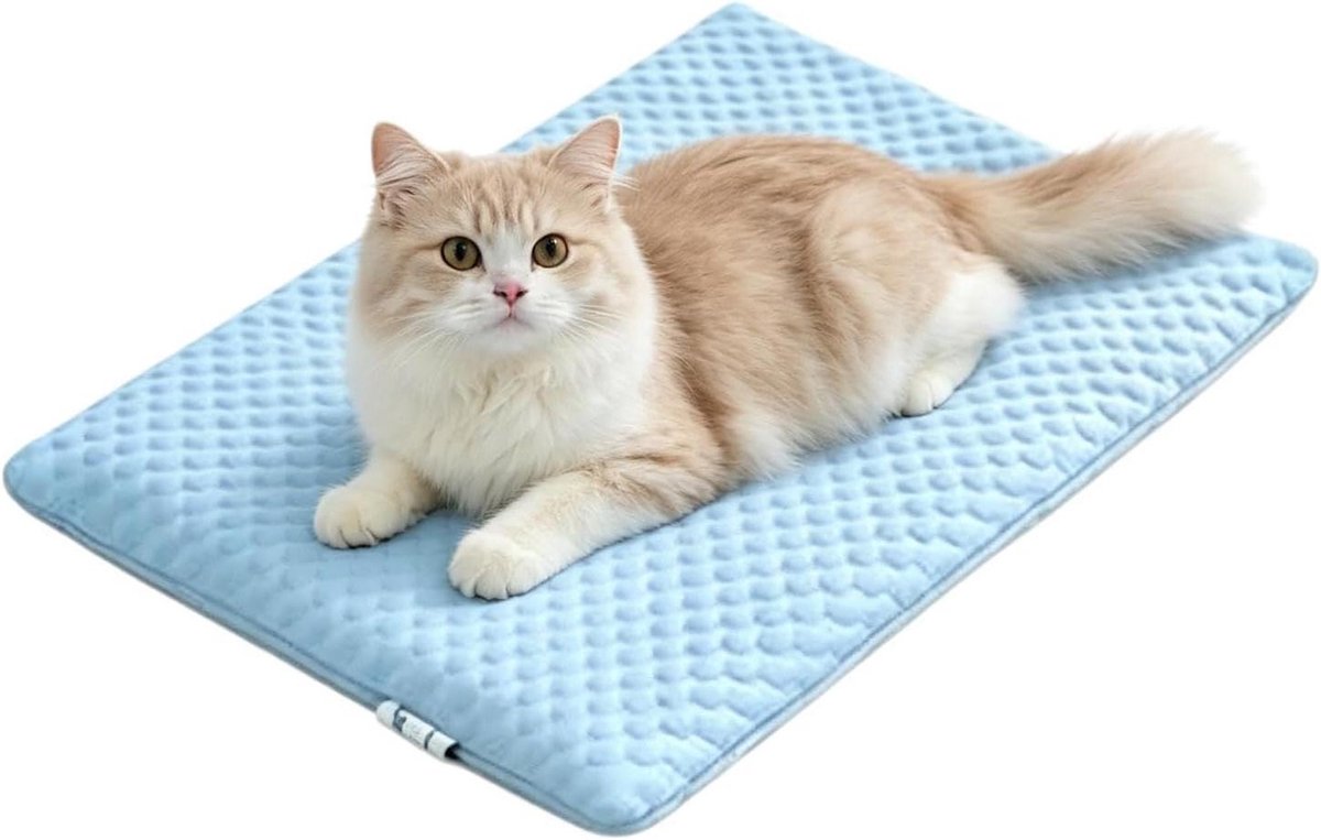 Verkoelende Katten Mat - Kattenkussen Koel - Hitte Bestrijden - Zelfkoelend Zonder Stroom - 40x50 cm - Blauw