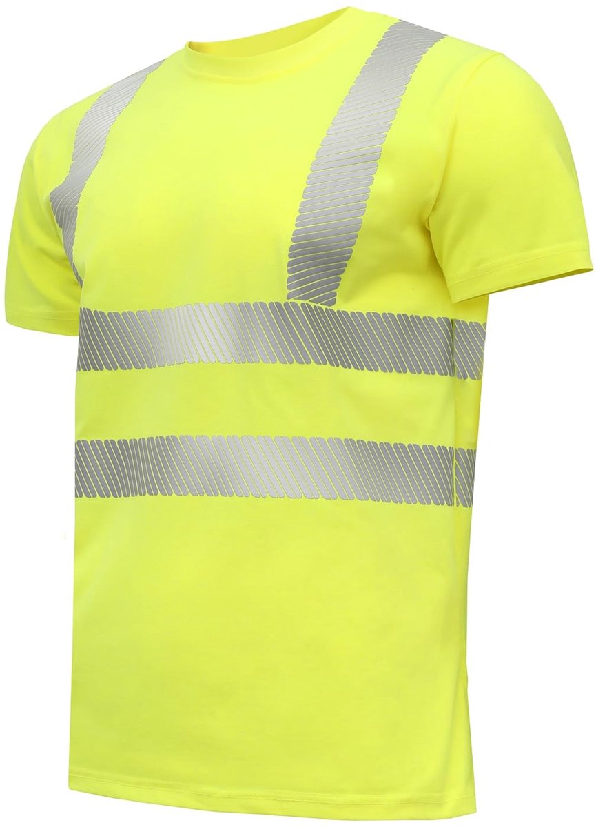 SnelShoppen - Reflecterend Veiligheidsvest Geel XL (54) - Korte Mouwen - Ademend Polycotton Werkshirt - Hoge Zichtbaarheid voor Veiligheid op de Werkv
