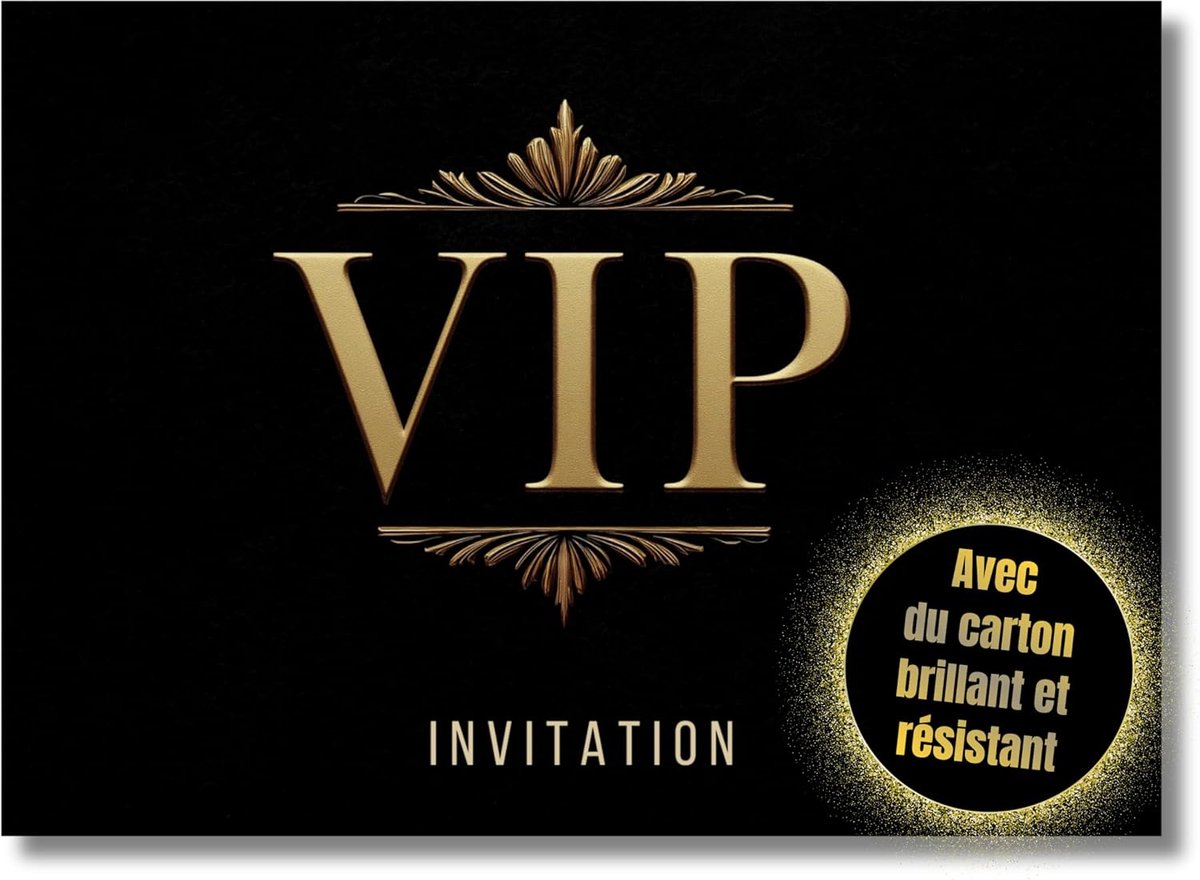 SnelShoppen - VIP Uitnodigingen Verjaardag Kinderen, 12 Stuks, DIN A6, Elegante Uitnodigingskaarten voor Feestjes, Luxe Ontwerp, Zwart, Perfect voor K