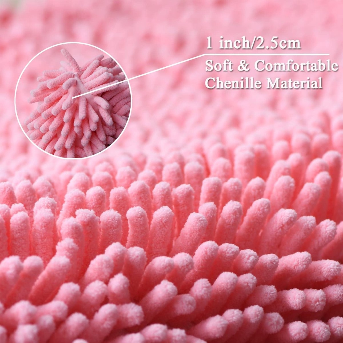 SnelShoppen - Run Helix Chenille Badematte 50x80 cm - Roze, Super Absorberend, Antislip Badkamer Tapijt, Machinewasbaar - Ideaal voor Badkamer, Toilet