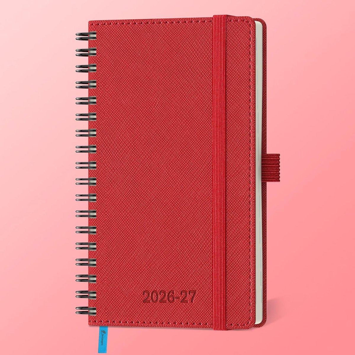 SnelShoppen - Agenda 2026-2027 A6 - Weekplanner & Notitieboek - 18 Maanden - Rood PU Leer - 80 GSM Papier - Spiral - Compacte Kalender voor Efficiënte