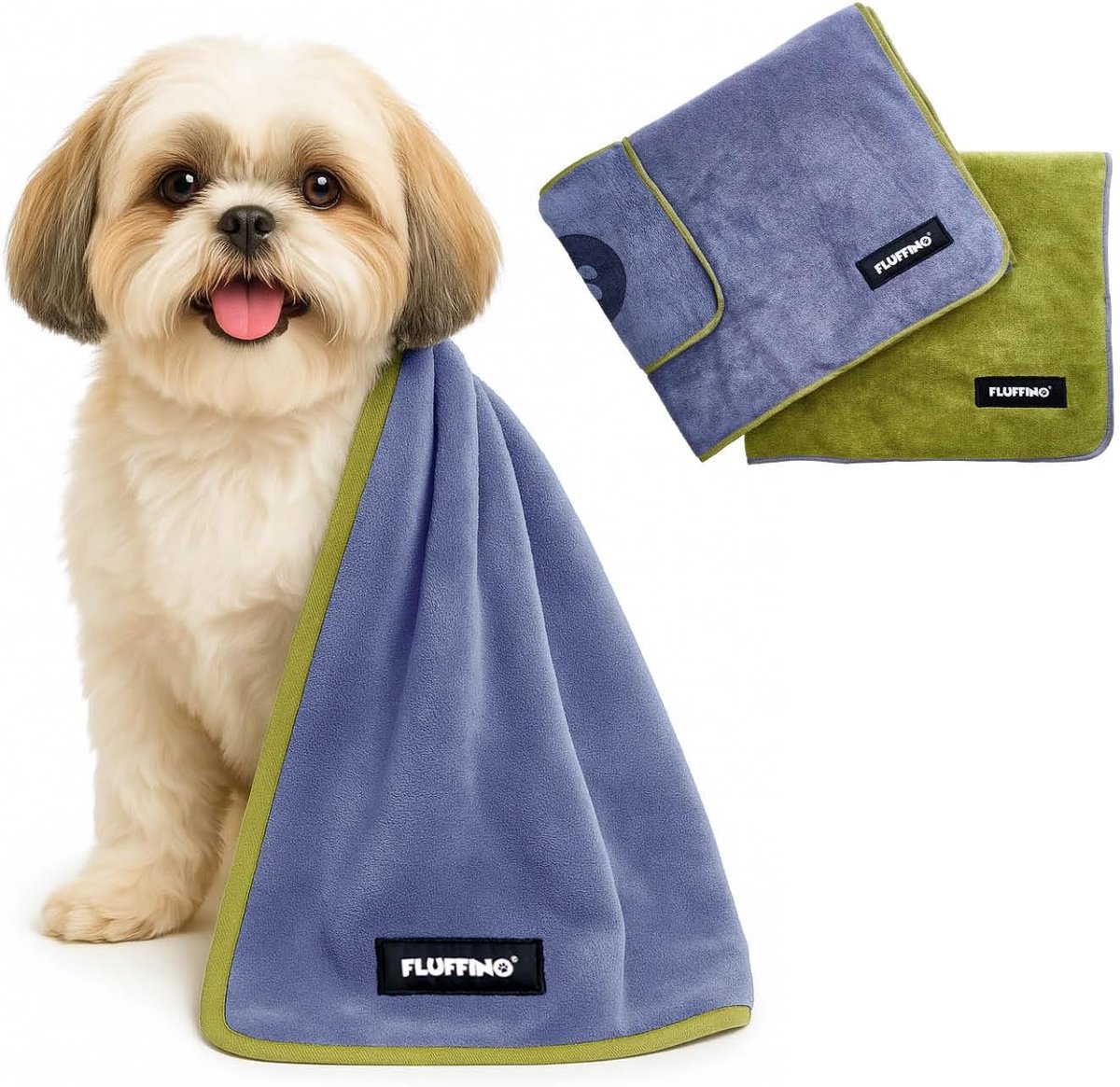 SnelShoppen - Set van 2 Hondenhanddoeken S/M - 90 x 50 cm, Ultra Absorberend, Zacht, Wasbaar op 60 °C, Sneldrogende Microvezel Handdoek voor Kleine en
