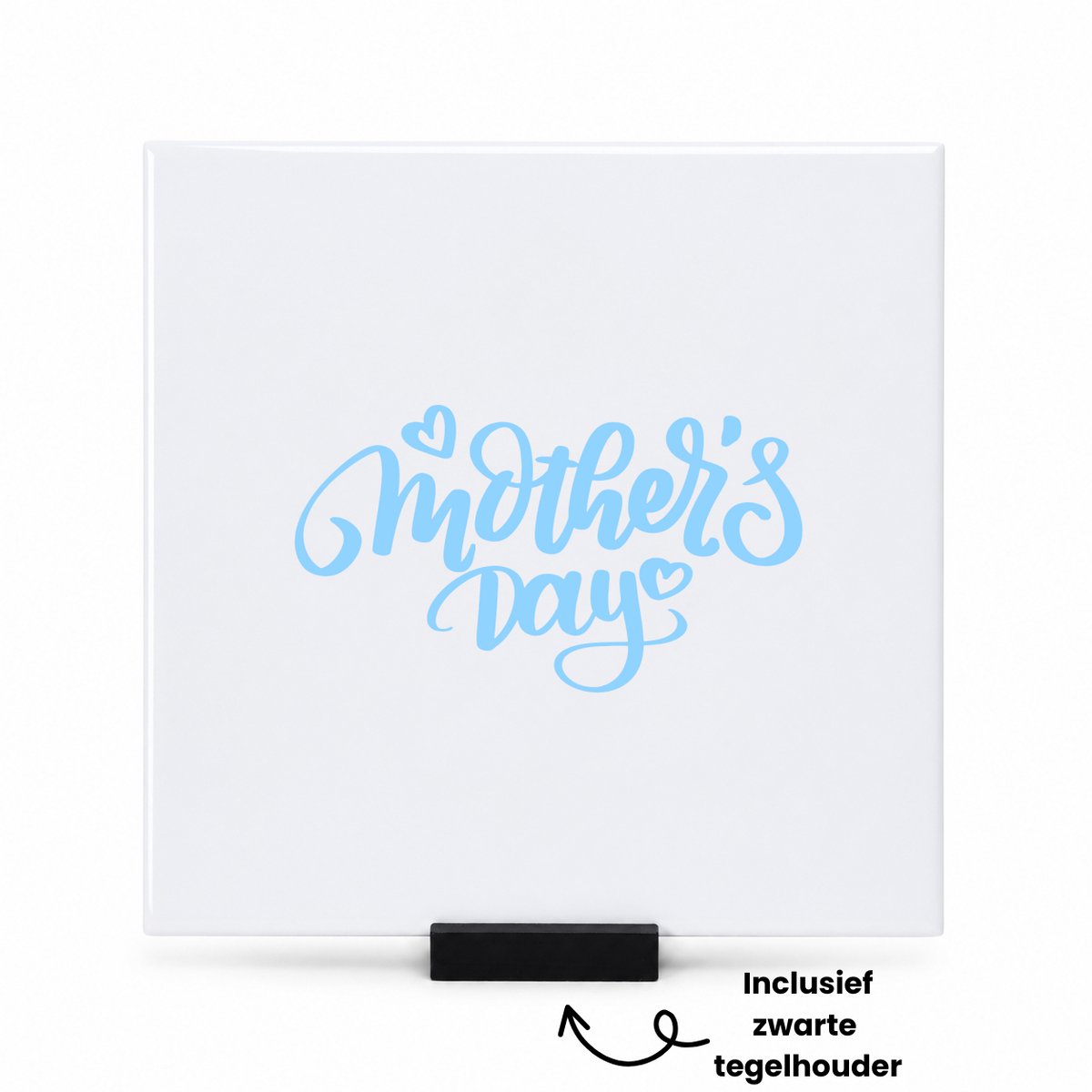 Hacebo Mothers day in blauw tegeltje met tegelhouder - Mama - Mother - tegeltjes met tekst - moederdag cadeautje - Cadeau voor mama - Verjaardag - Geschenk - Cadeau - Gift - spreuktegels - 15x15 CM Wit