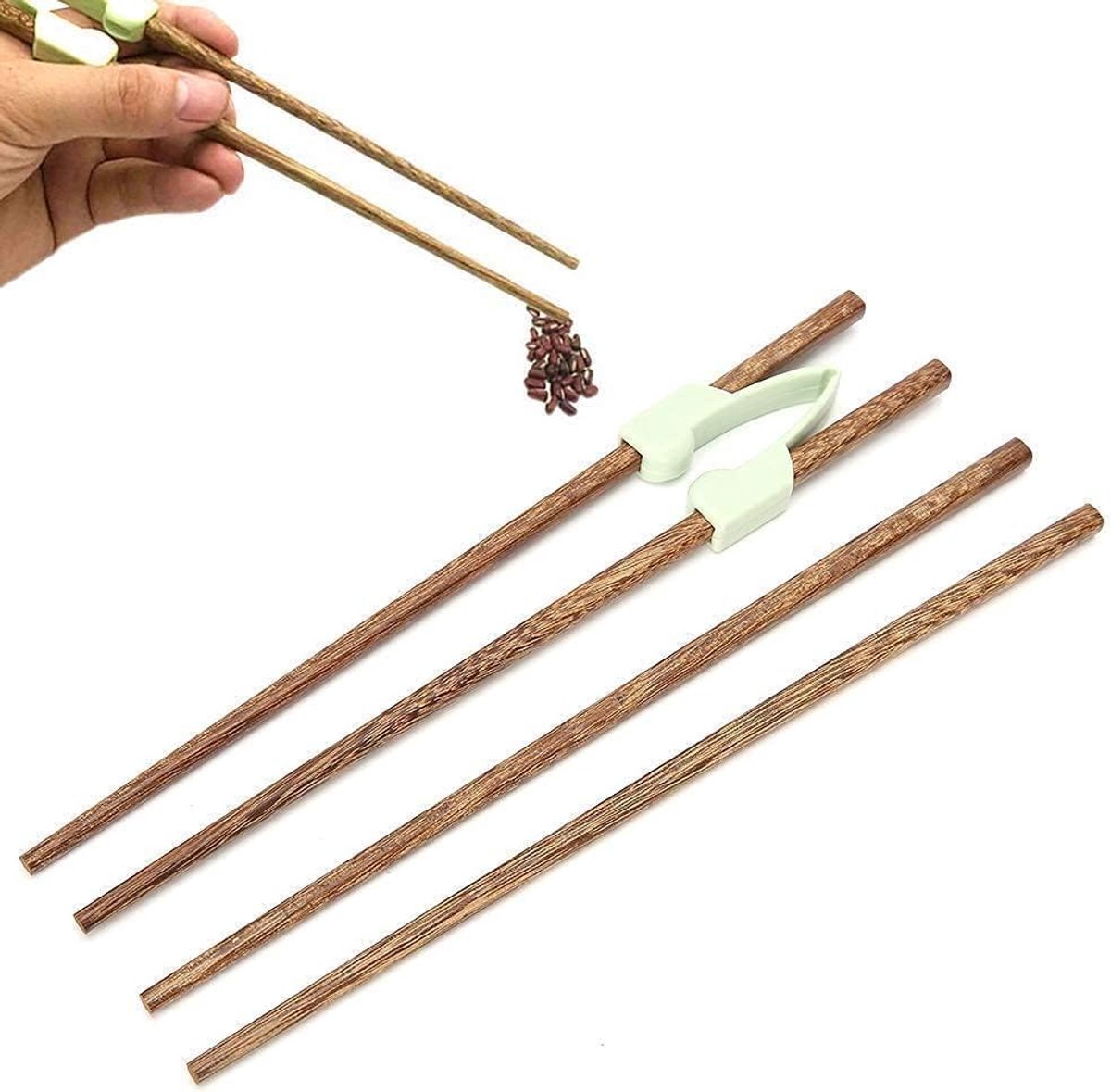 SnelShoppen - Adult Chopstick Helpers - Herbruikbare Niet-Slip Houten Eetstokjes voor Beginners - Ideaal voor Ouderen, Kinderen en Mensen met een Bepe