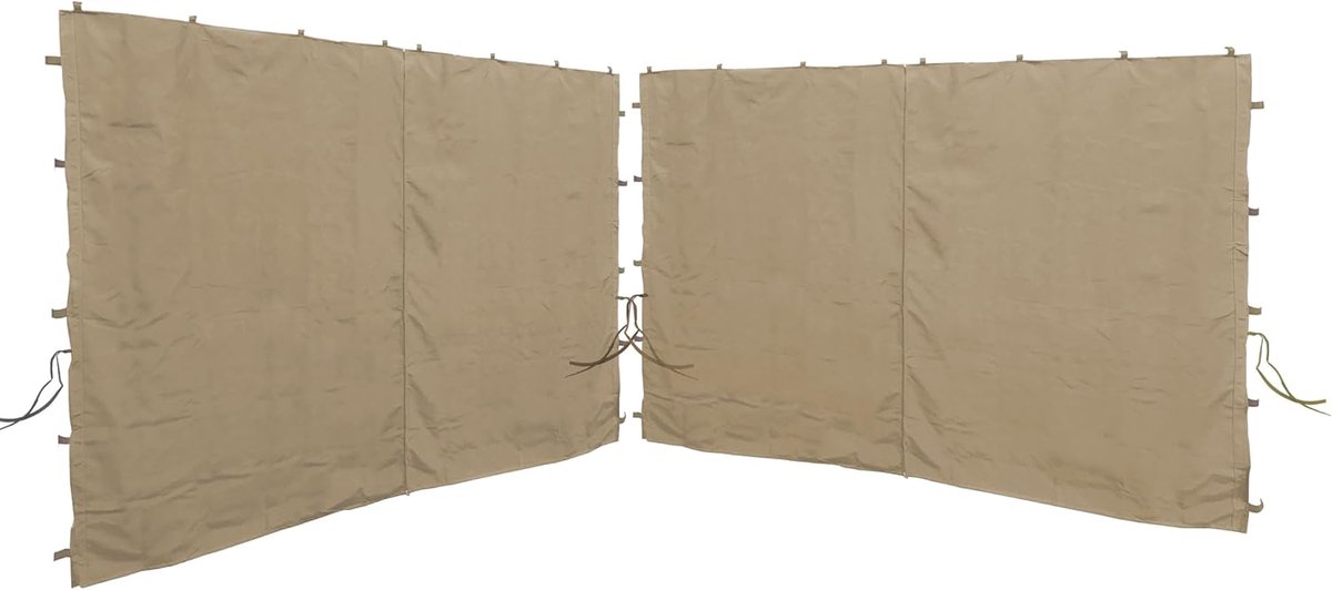 SnelShoppen - Beige Zijwanden voor Paviljoen 3x3m - 2 Stuks, Waterdicht Polyester, Zipper Sluiting, Ideaal voor Tuin, Camping, Feestjes - 300x197cm