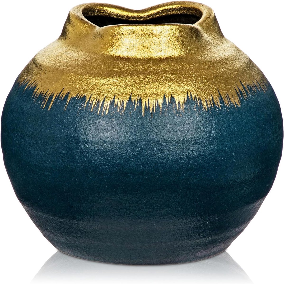 SnelShoppen - Vintage blauwe gouden vaas voor bloemen, kleine keramische decoratieve vaas, luxe design voor bruiloften, feesten, woondecoratie, tafelc
