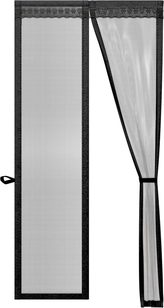 SnelShoppen - Magnetisch Vliegengordijn - Fiberglass Deur Gordijn - Voor Nieuwe en Standaard Deuren - Eenvoudige Installatie - Zwart 92x210 cm - Ideaa