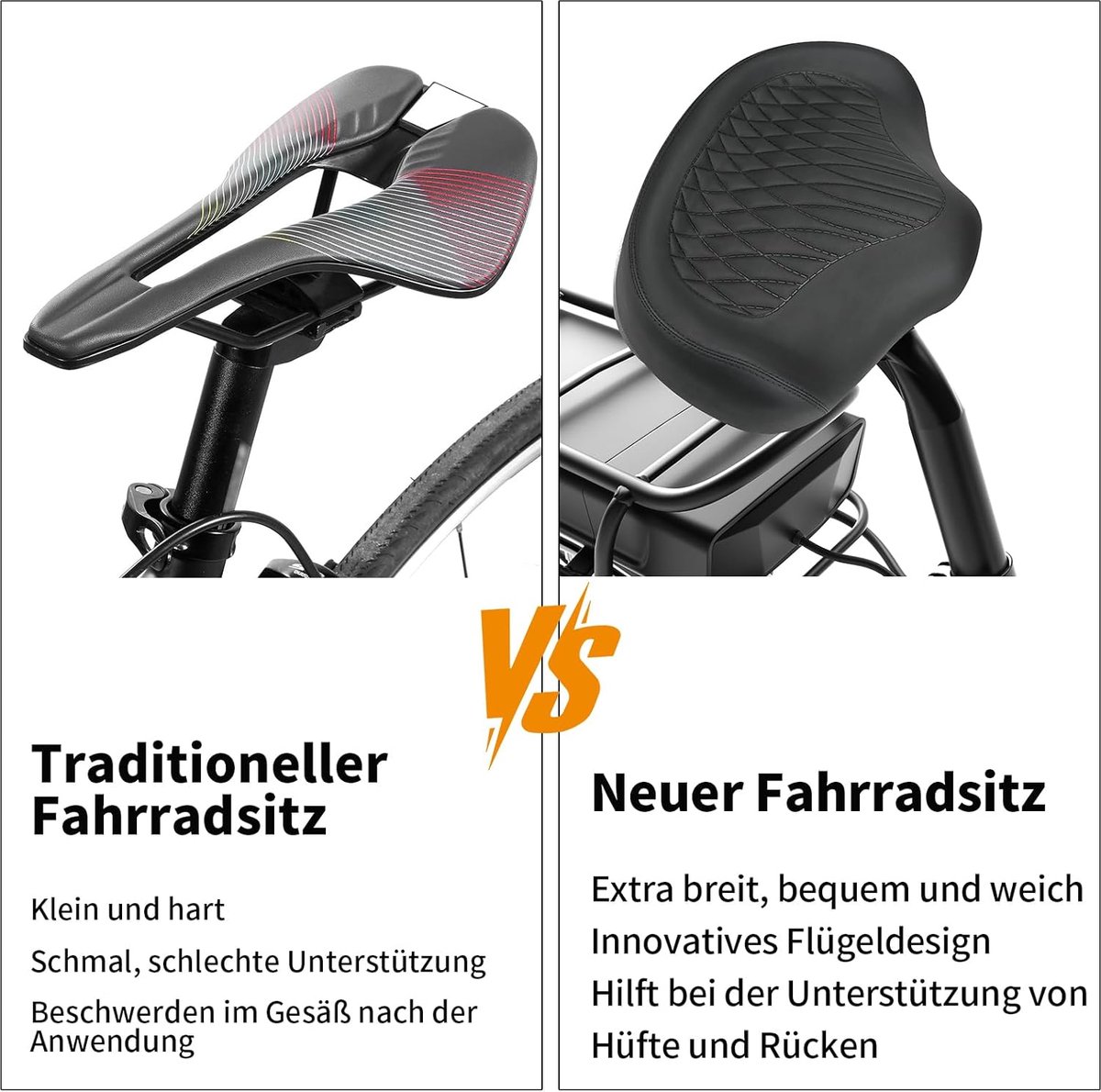 Extra Grote Fietszadel voor Mannen en Vrouwen, Comfortabel, Ademend en Ergonomisch, Geschikt voor Stadsfietsen, E-Bikes en Mountainbikes