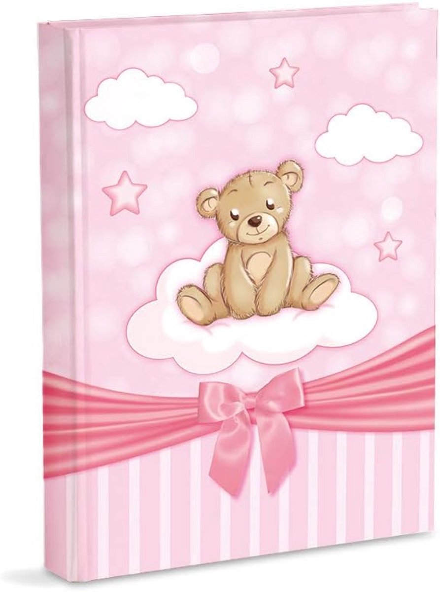 SnelShoppen - Mareli Roze Fotoboek voor de Geboorte van een Meisje met Dagboek 23 x 30 cm, 56 Witte Pagina's, 4 Persoonlijke Pagina's van Stevig Karto