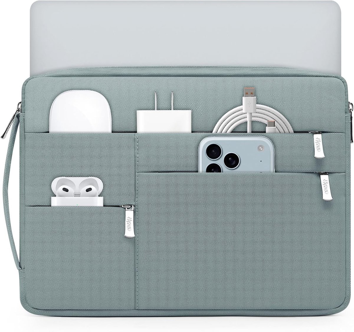 Draagbare Laptoptas voor 13.3-14 Inch Laptops, Geschikt voor MacBook Pro, Air, Surface en HP, Bescherming en Stijl in Ash Blue