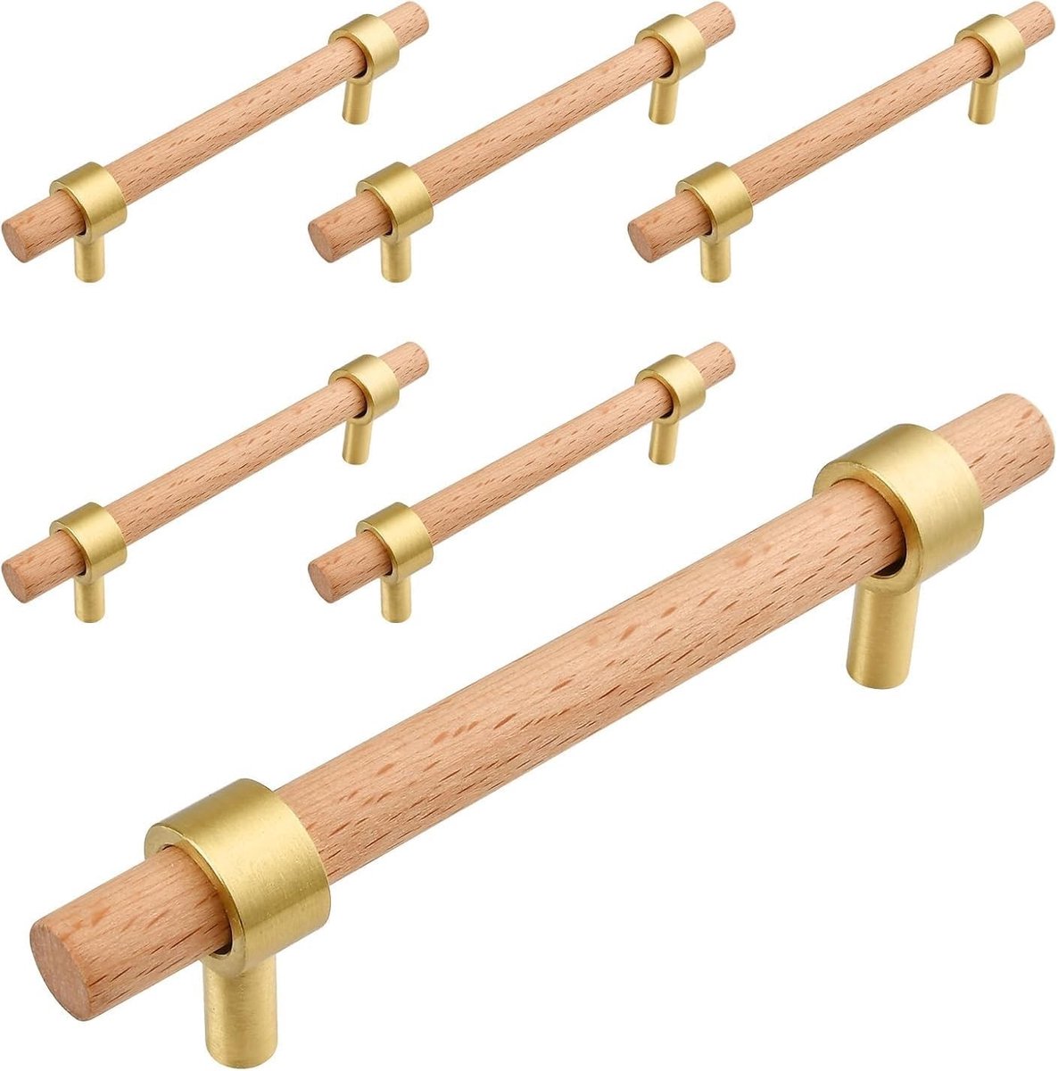 Houten Keukenladen Handgrepen - Set van 6 Stuk, 96mm, Duurzame Meubelgrepen voor Keuken en Deuren